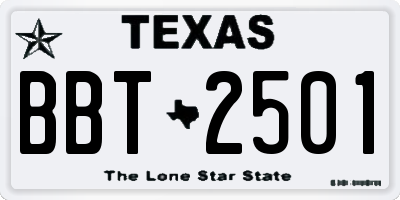 TX license plate BBT2501