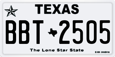 TX license plate BBT2505