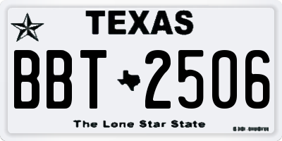 TX license plate BBT2506