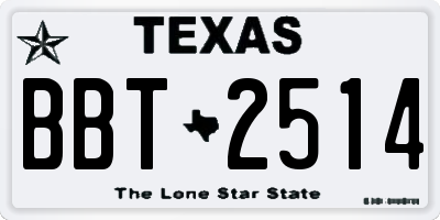 TX license plate BBT2514