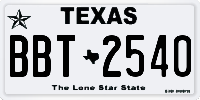 TX license plate BBT2540