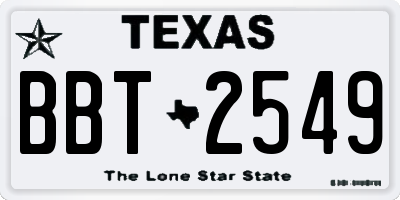 TX license plate BBT2549