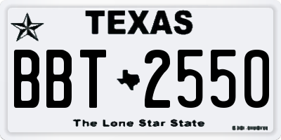 TX license plate BBT2550