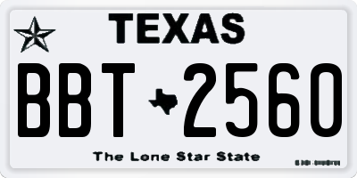 TX license plate BBT2560