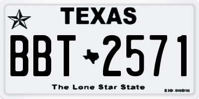 TX license plate BBT2571
