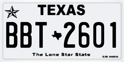 TX license plate BBT2601
