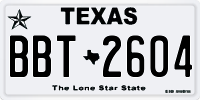 TX license plate BBT2604
