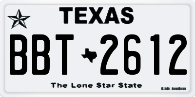 TX license plate BBT2612