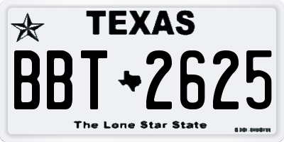 TX license plate BBT2625