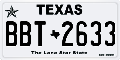 TX license plate BBT2633