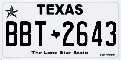 TX license plate BBT2643