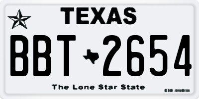 TX license plate BBT2654