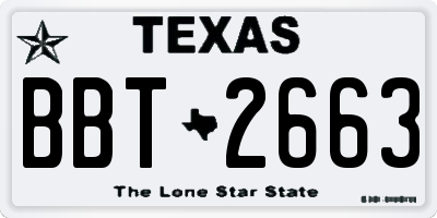 TX license plate BBT2663