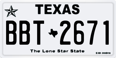 TX license plate BBT2671