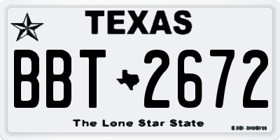TX license plate BBT2672