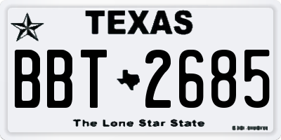 TX license plate BBT2685