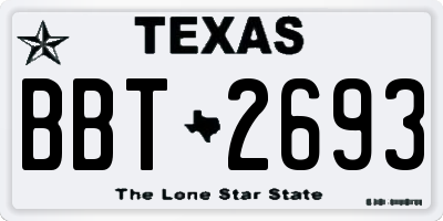 TX license plate BBT2693
