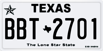 TX license plate BBT2701