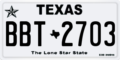 TX license plate BBT2703