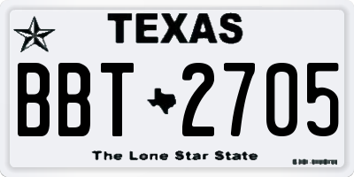 TX license plate BBT2705