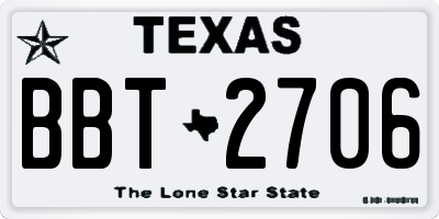 TX license plate BBT2706