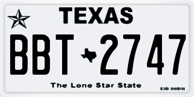 TX license plate BBT2747