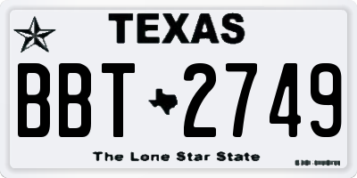 TX license plate BBT2749