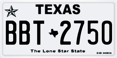 TX license plate BBT2750
