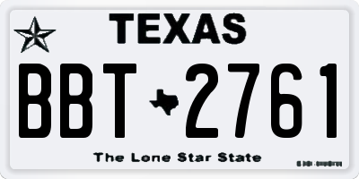 TX license plate BBT2761