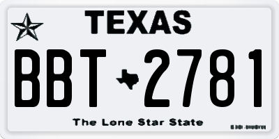 TX license plate BBT2781