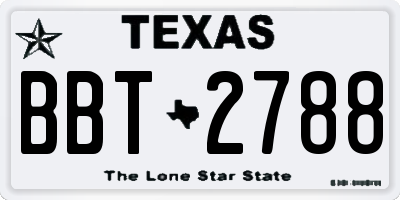 TX license plate BBT2788