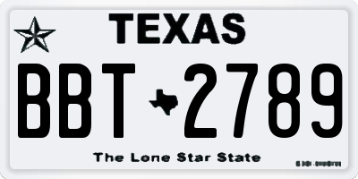 TX license plate BBT2789
