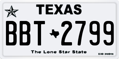 TX license plate BBT2799