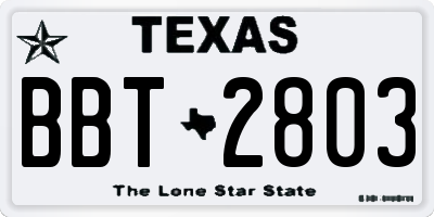 TX license plate BBT2803