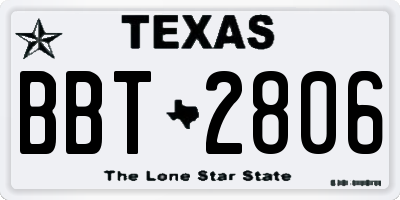 TX license plate BBT2806