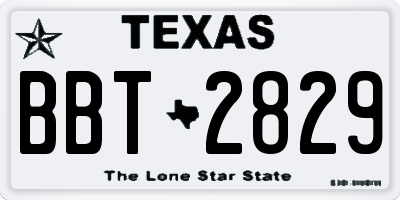 TX license plate BBT2829