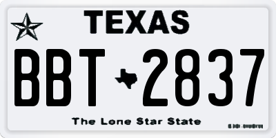 TX license plate BBT2837
