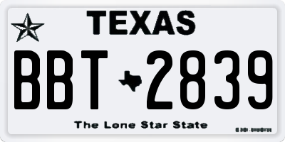 TX license plate BBT2839