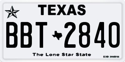 TX license plate BBT2840