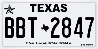 TX license plate BBT2847