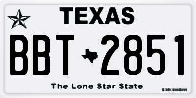TX license plate BBT2851