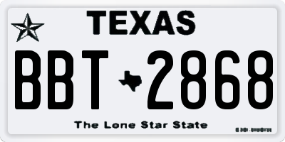 TX license plate BBT2868