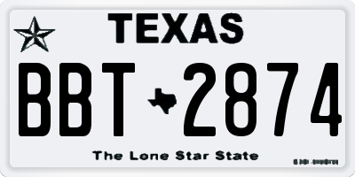 TX license plate BBT2874