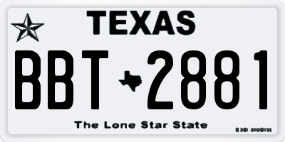 TX license plate BBT2881