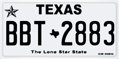 TX license plate BBT2883