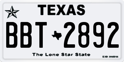 TX license plate BBT2892