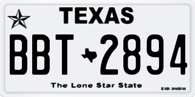 TX license plate BBT2894