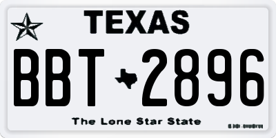 TX license plate BBT2896