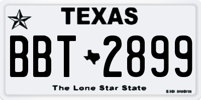 TX license plate BBT2899