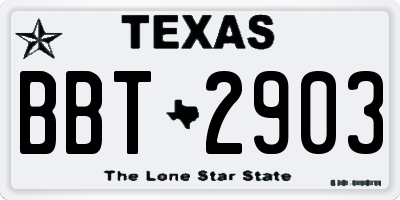TX license plate BBT2903